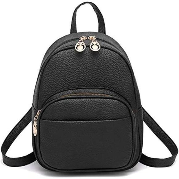Handbags - Little Backpack Bag Small Size Purse Vegan Leather Black